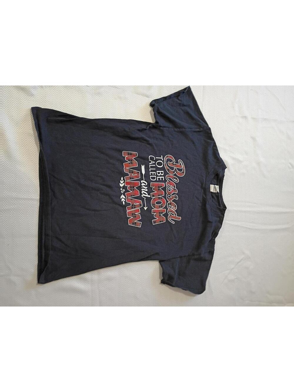 Gildan Black T-Shirt Blessed to Be Called Mom and Mamaw Size Large
